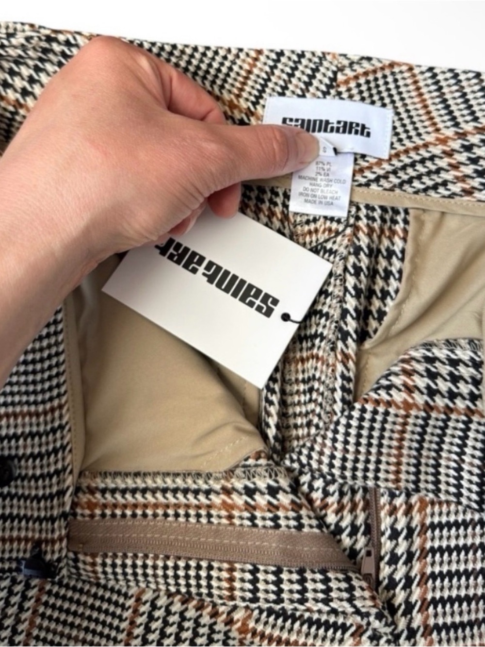 NWT SAINT ART nessa mid-rise houndstooth plaid pant in houndstooth plaid Small - Picture 7 of 9